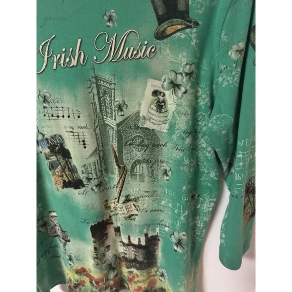 Christopher & Banks Women's Size L Irish Theme Cotton 3/4 Sleeve Cotton Shirt - Picture 12 of 15